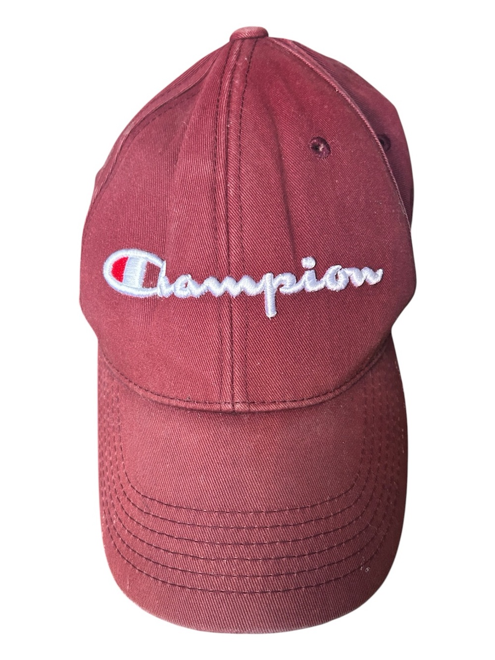 Champion Burgundy Script Logo Adjustable Baseball Cap